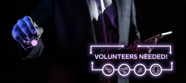 Conceptual Display Volunteers Needed Word Written Social Community Charity Volunteerism — Stock fotografie