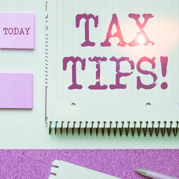 Tekst Bijschrift Presenteren Tax Tips Business Concept Help Ideeën Voor — Stockfoto