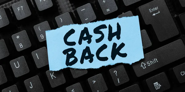 Cash Back Bemutató Szöveges Felirat Üzleti Áttekintés Ösztönzője Bizonyos Terméket — Stock Fotó