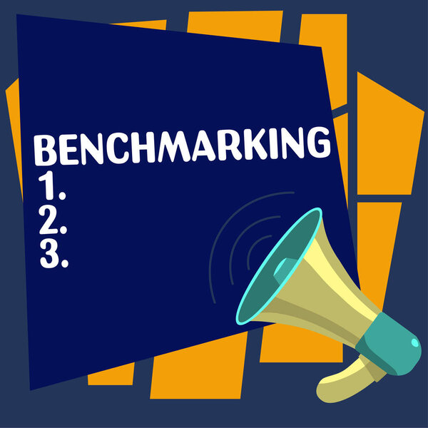 Text sign showing Benchmarking, Business idea Evaluate something by comparison with a standard Strategy