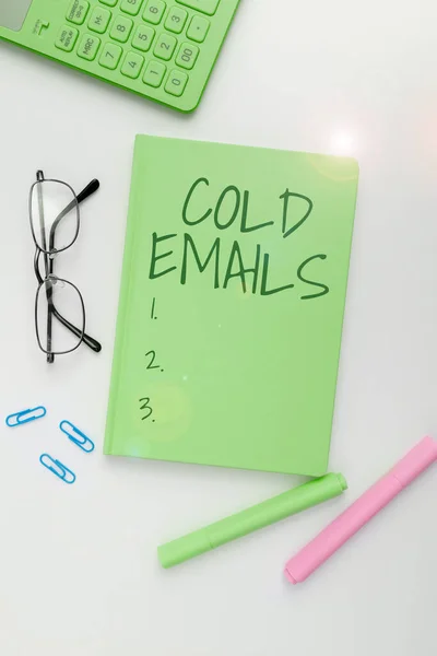 Hand writing sign Cold Emails, Business showcase unsolicited email sent to a receiver without prior contact