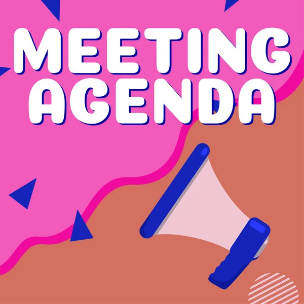 Text Sign Showing Meeting Agenda Concept Meaning Agenda Sets Clear — Fotografia de Stock