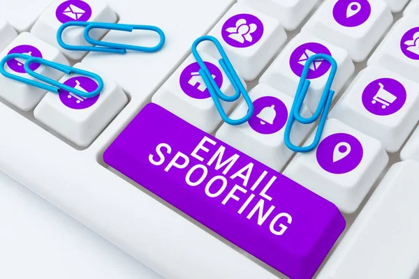 Χειρόγραφο Κείμενο Email Spoofing Επιχειρηματική Προσέγγιση Εξασφαλίσει Την Πρόσβαση Και — Φωτογραφία Αρχείου