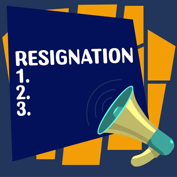 Hand Writing Sign Resignation Business Idea Act Giving Working Ceasing — 스톡 사진