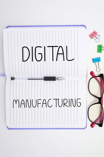 Text showing inspiration Digital Manufacturing, Concept meaning Working over the internet World of Opportunities