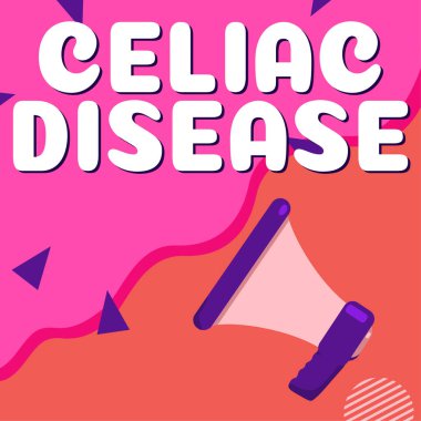 Çölyak hastalığını gösteren metin işareti, iş görüşü ince bağırsak glüten sindirim sorununa karşı aşırı duyarlı.