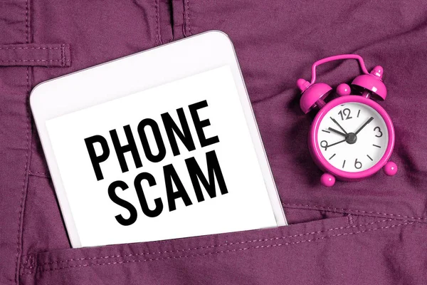 Sinal Exibindo Telefone Scam Conceito Negócios Recebendo Chamadas Indesejadas Para — Fotografia de Stock