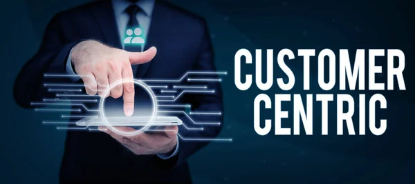 Text Caption Presenting Customer Centric Business Idea Process Looking Customers — Foto Stock