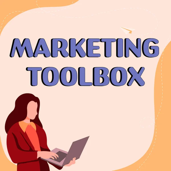 Calligrafia Testo Marketing Toolbox Business Concept Mezzi Promuovere Prodotto Servizi — Foto Stock