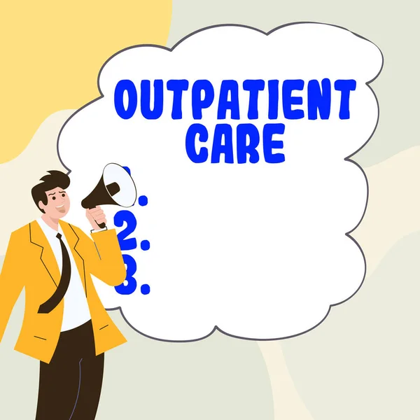 Writing Displaying Text Outpatient Care Word Written Final Result Something — Stock Photo, Image