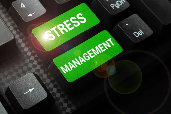 Conceptual caption Stress Management, Business approach learning ways of behaving and thinking that reduce stress