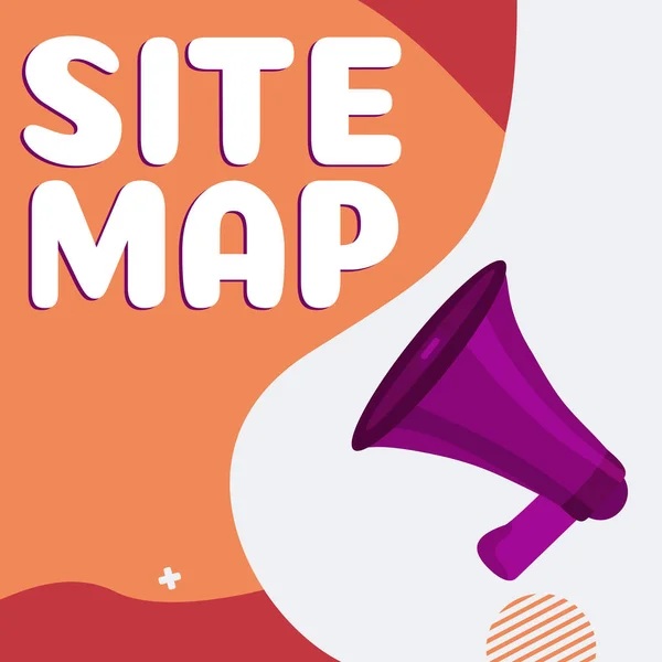 Sinal Texto Mostrando Mapa Site Visão Geral Negócio Projetado Para — Fotografia de Stock