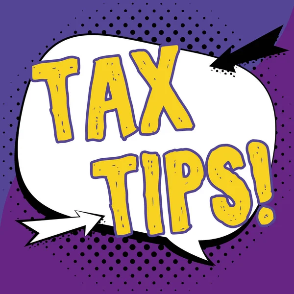 Tekst Bijschrift Presenteren Tax Tips Word Written Help Ideeën Voor — Stockfoto