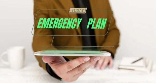 Legenda Texto Apresentando Plano Emergência Ideia Negócio Procedimentos Para Resposta — Fotografia de Stock