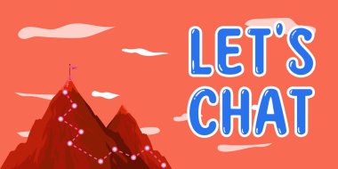 Metin başlığı LETS CHAT sunar, Kavramsal fotoğraf kişiyi sizinle gayri resmi konuşmaya davet eder