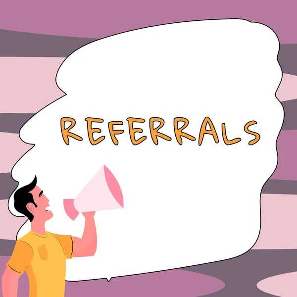 Writing Displaying Text Referrals Internet Concept Act Referring Someone Something — Stock Photo, Image