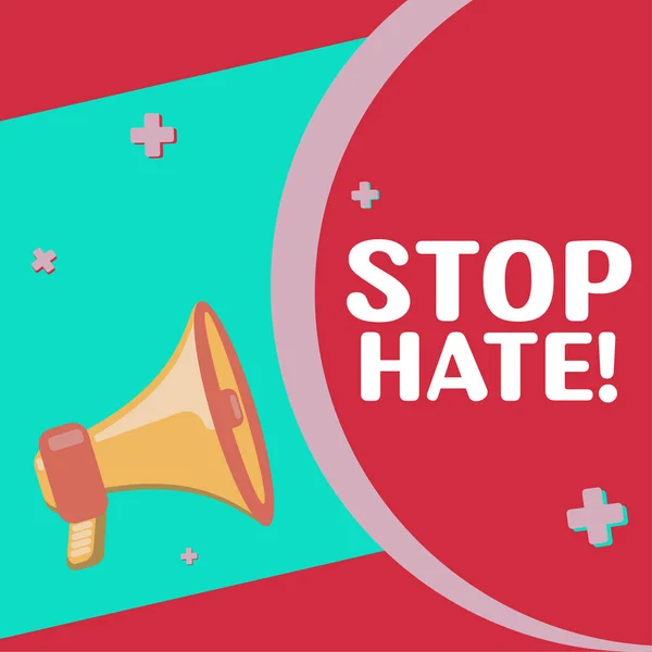 Text Sign Showing Stop Hate Business Showcase Prevent Aggressive Pressure —  Fotos de Stock