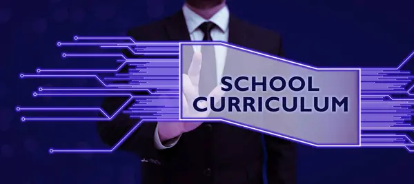Sign Weergeven School Curriculum Business Idee Ontworpen Leerruimtes Leeromgevingen Bieden — Stockfoto