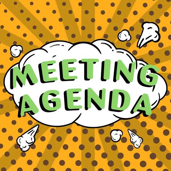 Text caption presenting Meeting Agenda, Conceptual photo An agenda sets clear expectations for what needs to a meeting