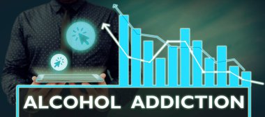 İlham veren Alkol Bağımlılığını gösteren metin, sık ve aşırı alkol tüketimiyle karakterize edilen iş fikri