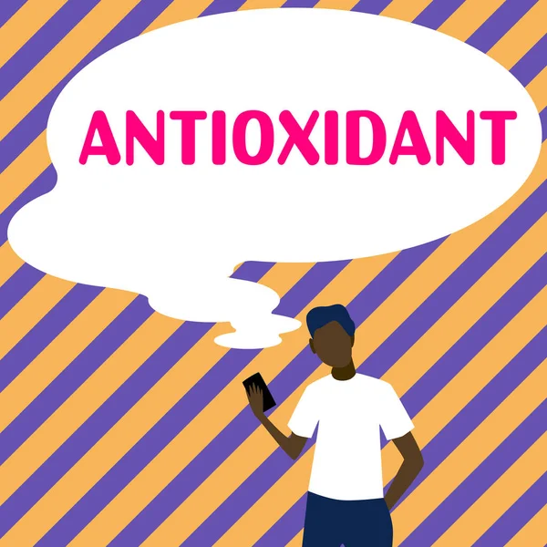 Text Showing Inspiration Antioxidant Concept Meaning Substance Inhibits Oxidation Reactions — Foto de Stock