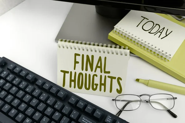 Inspiration Showing Sign Final Thoughts Business Showcase Conclusion Last Analysis — Stock Photo, Image