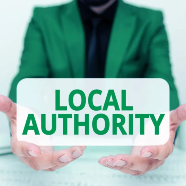 Writing Displaying Text Local Authority Business Concept Group People Who — Zdjęcie stockowe