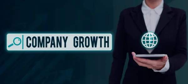 Text Zeigt Inspiration Unternehmenswachstum Wort Für Eine Langfristige Phase Der — Stockfoto