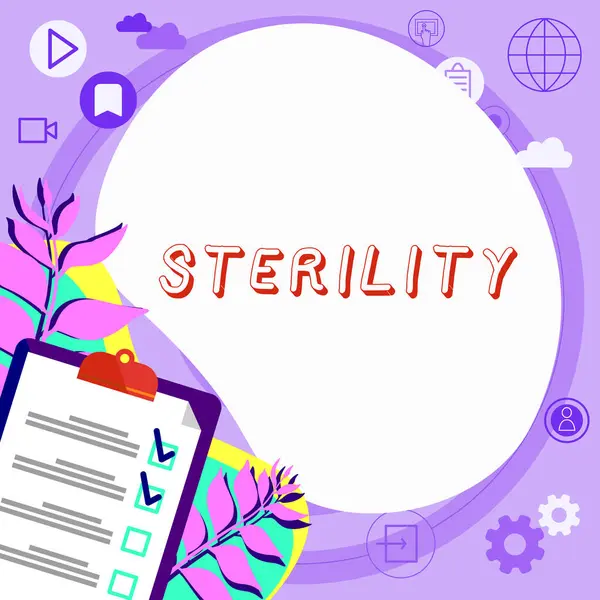 Sterilitást Mutató Szöveges Jel Üzleti Bemutató Feltétele Hogy Mentes Kórokozó — Stock Fotó