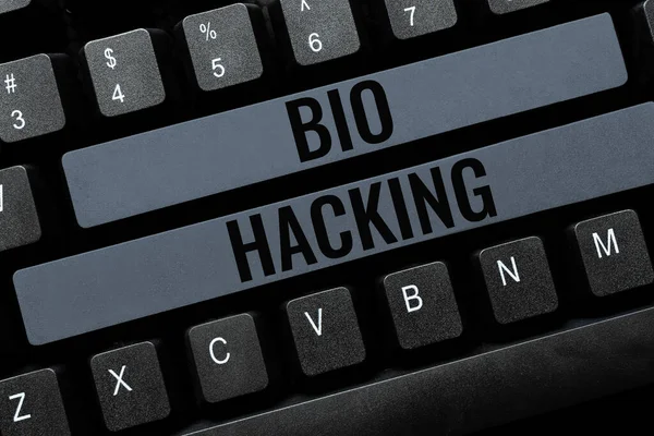 Inspiración Mostrando Signo Bio Hacking Internet Concept Explotando Material Genético — Foto de Stock