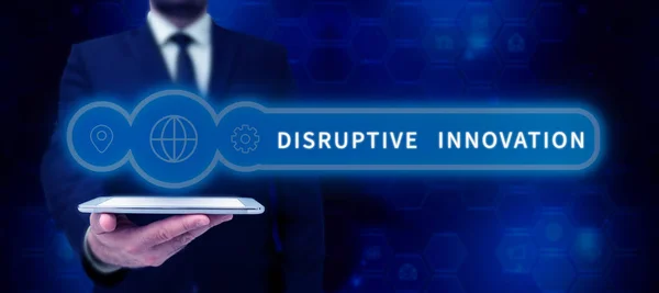 Texto Que Muestra Inspiración Innovación Disruptiva Concepto Negocio Transformación Causada — Foto de Stock