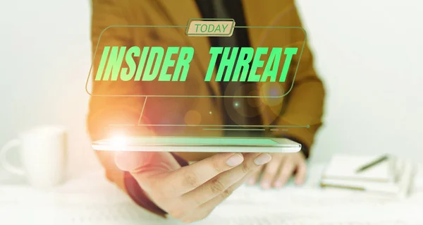 Inspiration showing sign Insider Threat, Business overview security threat that originates from within the organization