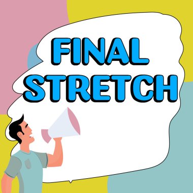 Kavramsal başlık Son Esneme, İş Konsepti Son Bacak Yuvarlak Son Sahne Finali