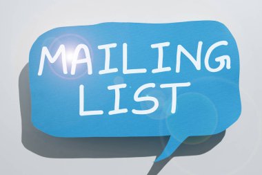 Text sign showing Mailing List, Conceptual photo list of people who subscribe to a periodic mailing distribution