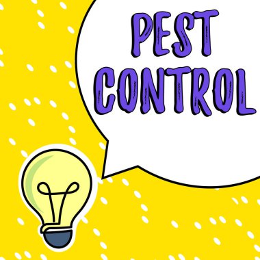 Text sign showing Pest Control, Word for Killing destructive insects that attacks crops and livestock