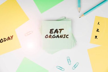 Kavramsal gösterim Organik yiyin, iş genel değerlendirmesi, şeker kontrolü diyetinin azaltılması