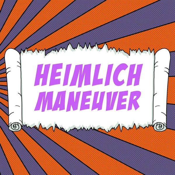 Znak Tekstowy Pokazujący Manewr Heimlicha Konceptualne Zastosowanie Zdjęcia Górę Ciśnienia — Zdjęcie stockowe