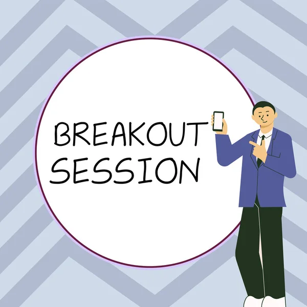 Text Showing Inspiration Breakout Session Concept Meaning Workshop Discussion Presentation — Fotografia de Stock