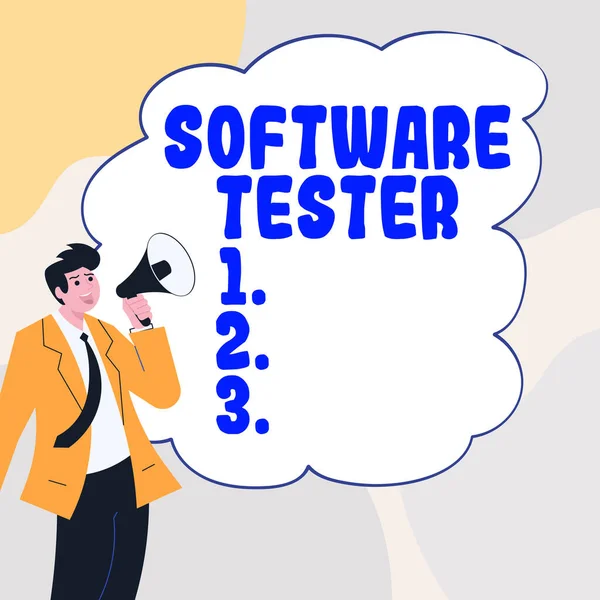 Text caption presenting Software Tester, Internet Concept implemented to protect software against malicious attack