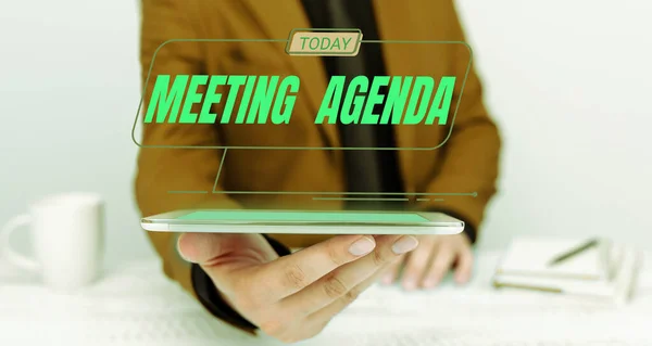 Conceptual Caption Meeting Agenda Business Showcase Agenda Sets Clear Expectations — Stock fotografie