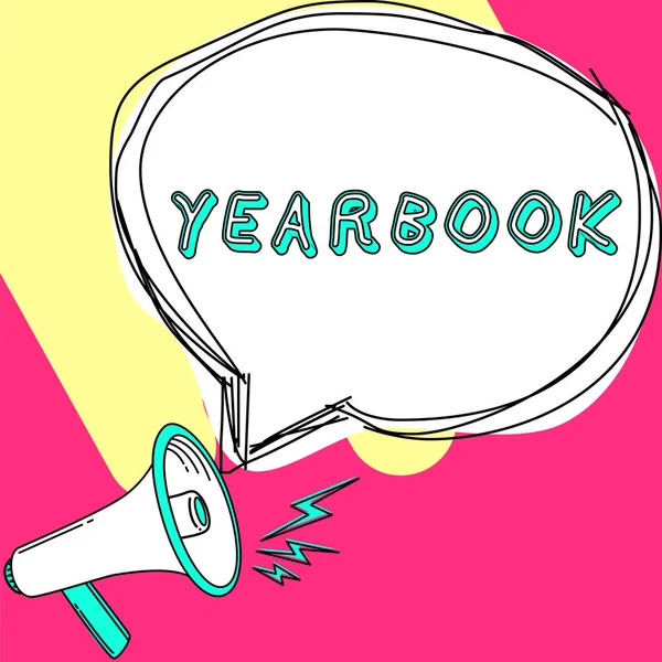 Text Sign Showing Yearbook Concept Meaning Publication Compiled Graduating Class — Stock Fotó