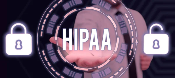 Text Caption Presenting Hipaa Business Approach Acronym Stands Health Insurance — Fotografia de Stock