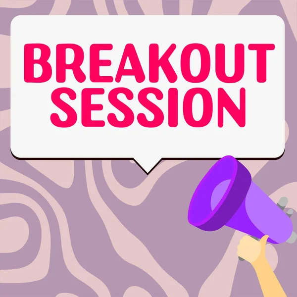 Text Caption Presenting Breakout Session Word Workshop Discussion Presentation Specific — Fotografia de Stock