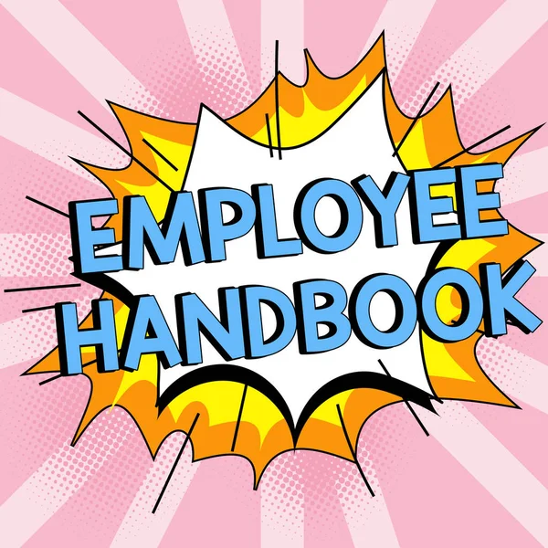 Text Sign Showing Employee Handbook Business Idea Document Contains Operating — Stock fotografie