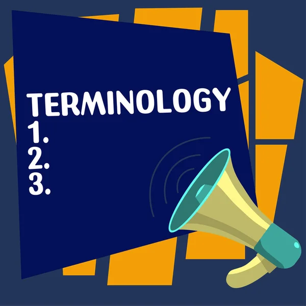 Writing Displaying Text Terminology Word Terms Used Particular Technical Application — Foto de Stock
