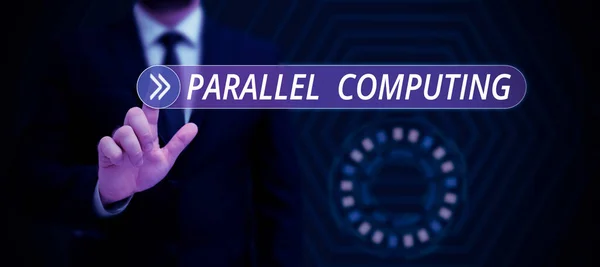Teken Weergave Parallel Computing Business Aanpak Simultane Berekening Door Middel — Stockfoto
