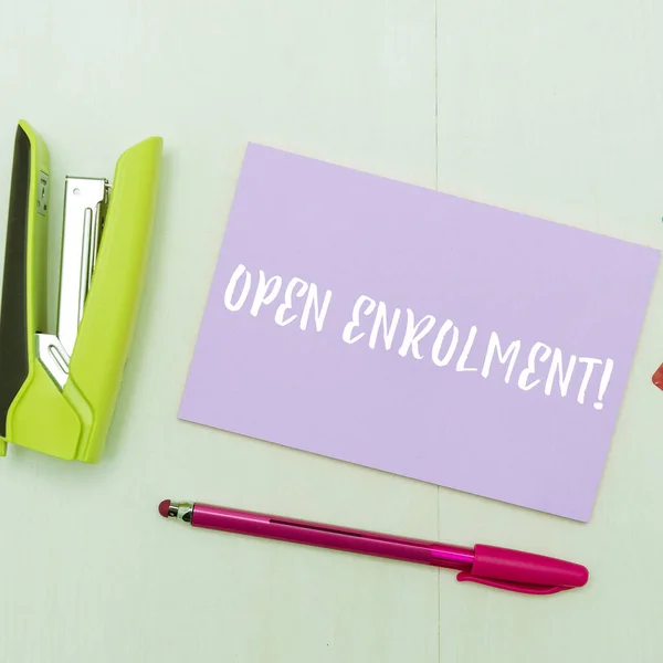 Writing Displaying Text Open Enrolment Conceptual Photo Student Public School — Stock Photo, Image