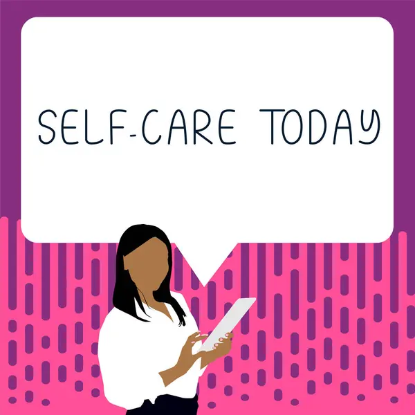 Sign Displaying Self Care Today Word Practice Taking Action Improve — Stockfoto