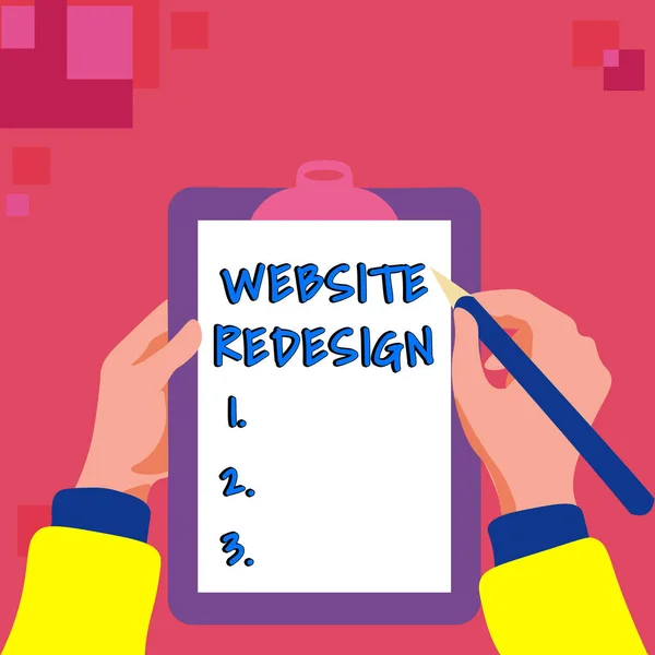 Text Sign Showing Website Redesign Concept Meaning Modernize Improver Evamp — Foto de Stock