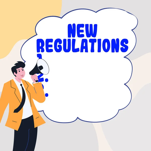 Inspiration Die Zeichen Zeigt Neue Verordnungen Konzept Regulierung Die Normalerweise — Stockfoto